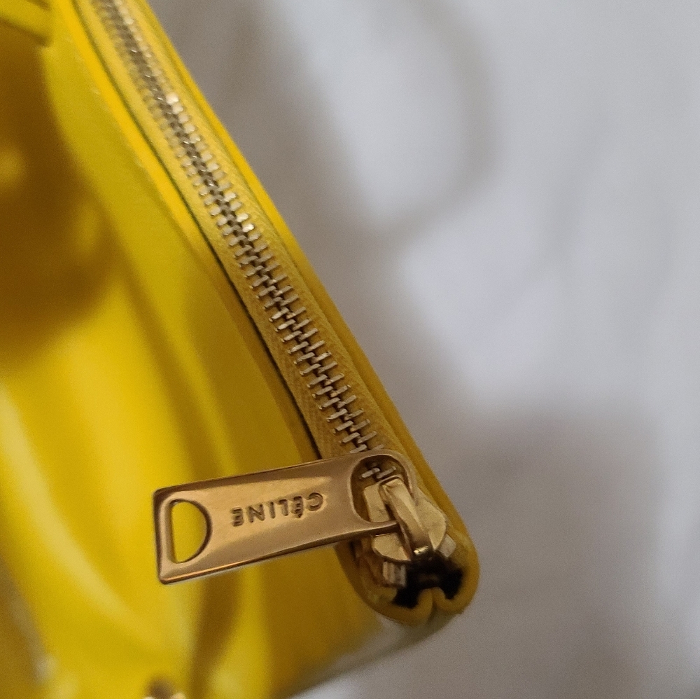 Céline Cabas Fold Over 3 way Tote Strap Yellow & White Leather Bag - Picture 8 of 11